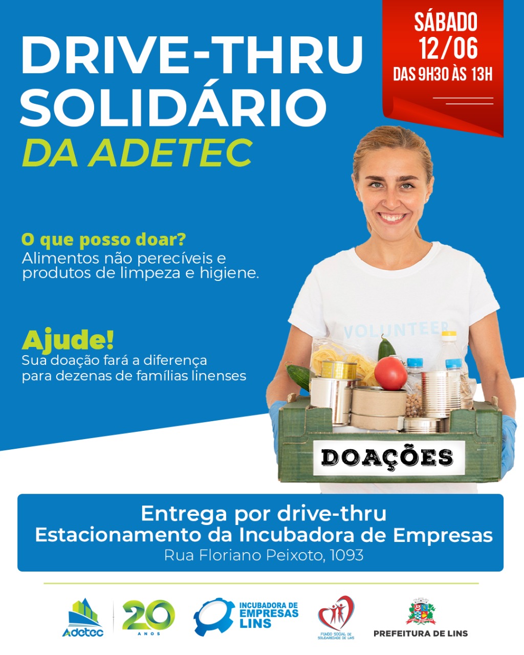 Drive Thru Solidário Da Adetec Arrecadará Alimentos E Produtos De Higiene E Limpeza Adetec Lins 9130